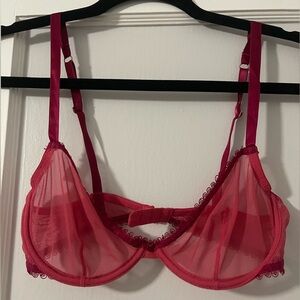 Raspberry Pink Sheer Mesh Bra